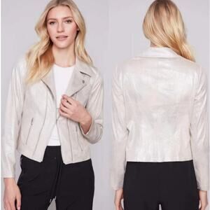 NWT Charlie B Champagne‎ Foil Motto Jacket SZ M